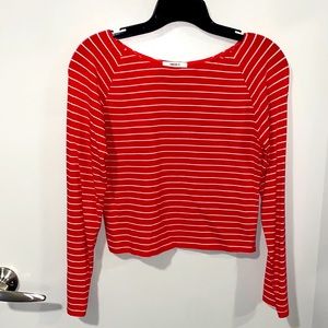 Red top long sleeve with stripes